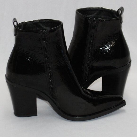 Jeeini of Paris Black Faux Leather Ankles Boots - Picture 6 of 13